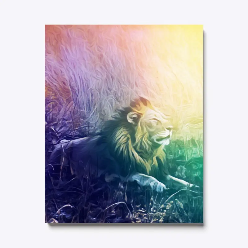 Rainbow African Lion Pride Fractals Art